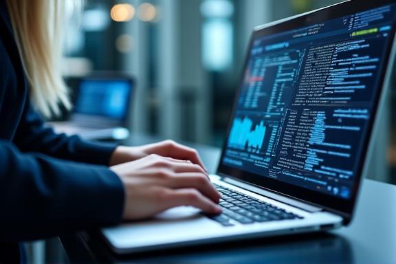 ラップトップでソフトウェアを操作する専門家