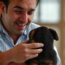 Diego C. with his dachshund, Roxy.